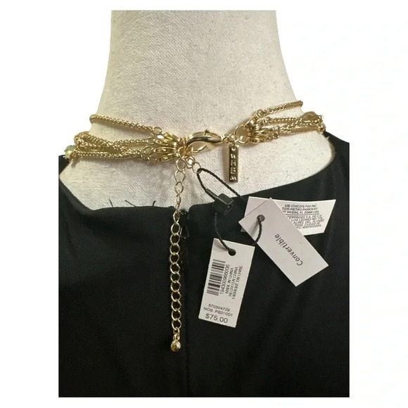 WHBM Gold Multi-Layer Necklace With Rhinestones & Gems NWT - Picture 3 of 5